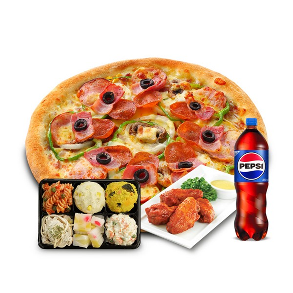 스마트콘 미스터피자 (미스터피자) 콤비네이션L+홈샐러드+핫윙4+콜라1.25L