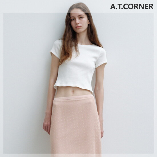 [파슨스](앳코너) 골지 크롭 반팔 3 color (AETS4B403)