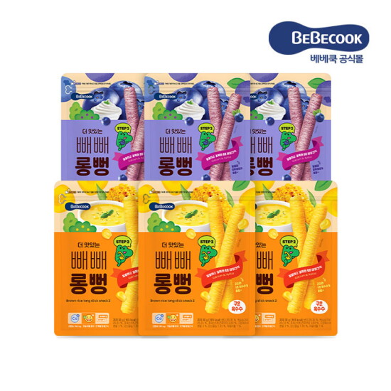 [베베쿡]더 맛있는 빼빼롱뻥 6봉 (블루베리/구운옥수수)