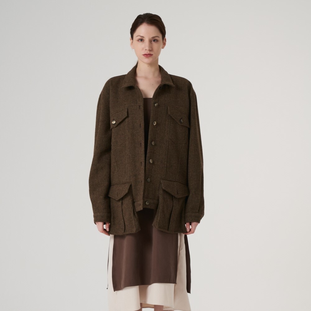 프릭스 바이 김태훈 [프릭스] [W] Genderless TWEEDY Wool Oversize fit Blouson_BROWN-KHAKI
