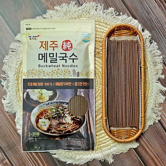 셀러허브 식품 [효자원식품] 제주순메밀국수 4봉 국산 100% 메밀면 냉소바 온메밀국수 비빔 막국수