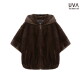 [우바]○25FW Faux 밍크 후드 케이프 자켓
