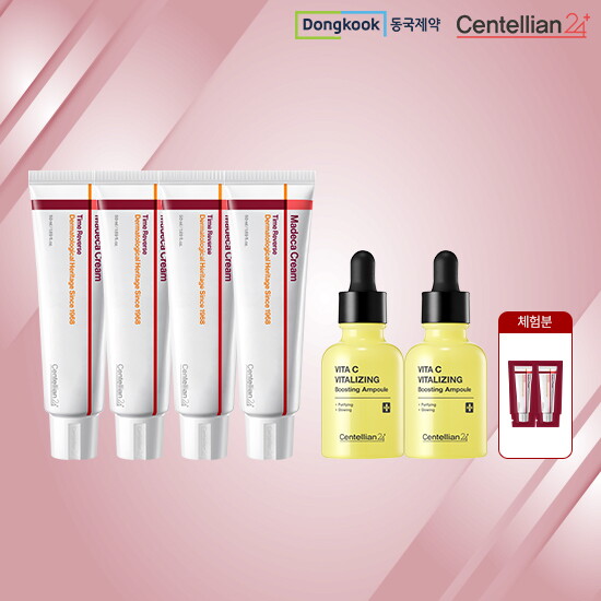 [센텔리안24][롯데X엘라이브]마데카크림 시즌7 50ml*4통 + 비타씨 부스팅 앰플 20ml*2개 + [무료체험] 1ml*2개
