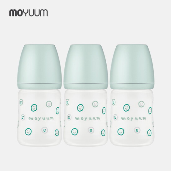[모윰][모윰] 실리콘코팅 노꼭지 유리젖병 150ml 트리플팩 - 해피모어 에디션