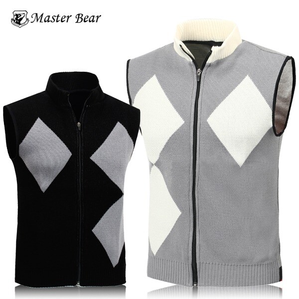 MASTER BEAR/MASTER BEAR 제로골프 [제로골프][MASTER BEAR] 마스터베어 다이아 패턴 풀집업 니트조끼 Model No_M2-0B018