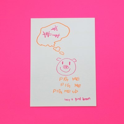 studio smalls 텐바이텐 픽미픽미 돼지꿈 네온 레터프레스 엽서