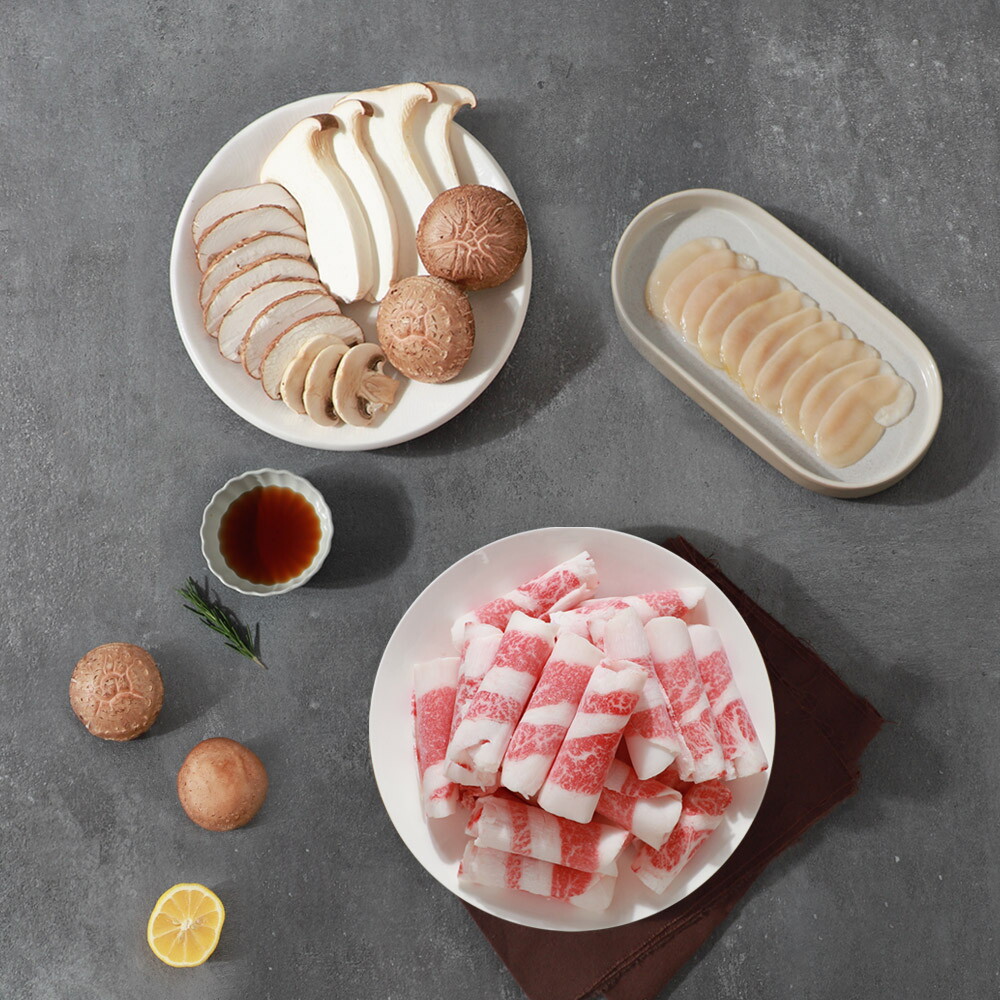 인정에프앤비 1등급 한우차돌키조개 삼합세트 (차돌 250g+키조개 100g+버섯모듬+소스)