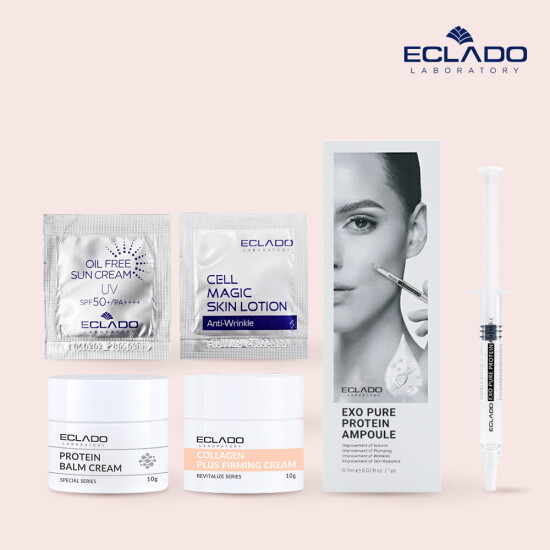 [에끌라두][5종체험키트][에끌라두] 퓨어 프로틴 앰플샷 0.7ml 1개+콜라겐 크림10g+밤크림10g+랜덤 샘플지 2종