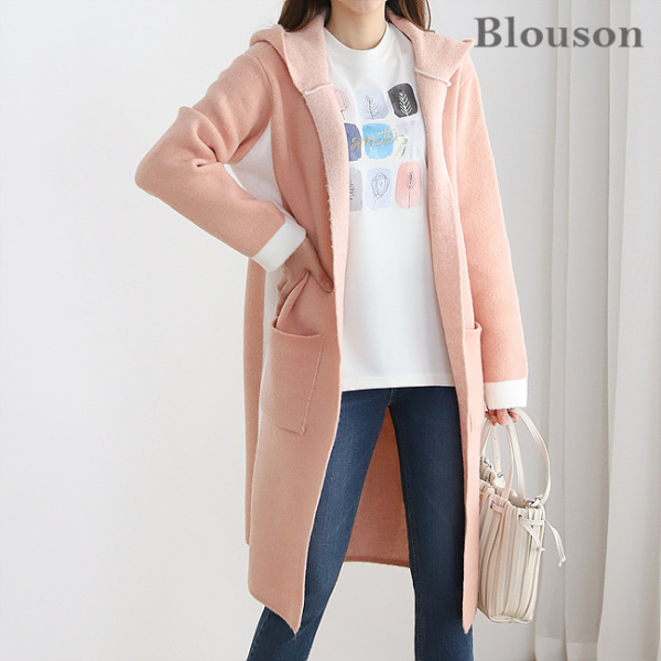 블루종 [블루종세일][한정수량/특가] 옆라인배색후드가디건_B2102CD013A