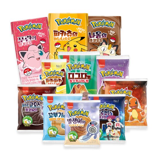 [빵/우유 별도배송]삼립 돌아온 포켓몬빵 10봉 랜덤+포켓몬 멸균우유 190ml 24입 택 (바나나/딸기/초코)