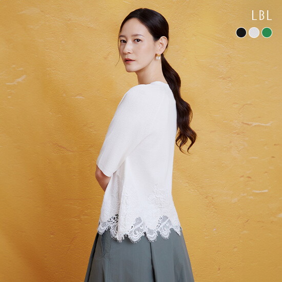 [LBL]26 SUMMER 프렌치린넨 블렌디드 레이스 반팔 니트