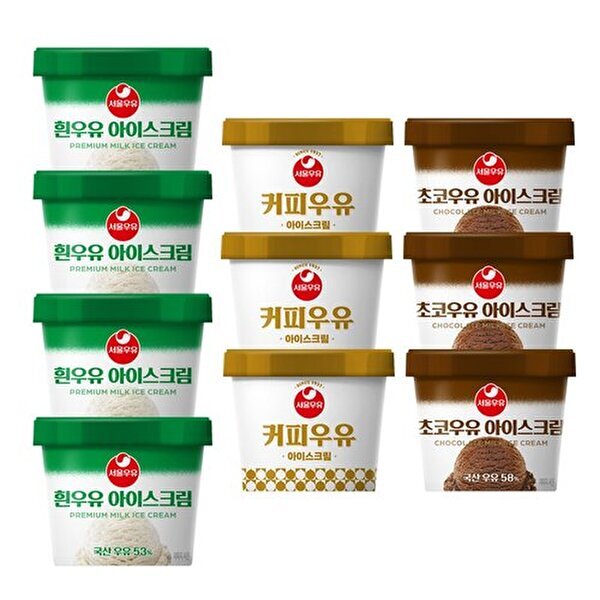 서울우유 [하프클럽/서울우유]서울우유 아이스크림 100ml 3종 총10개 (흰우유4 초코3 커피3)