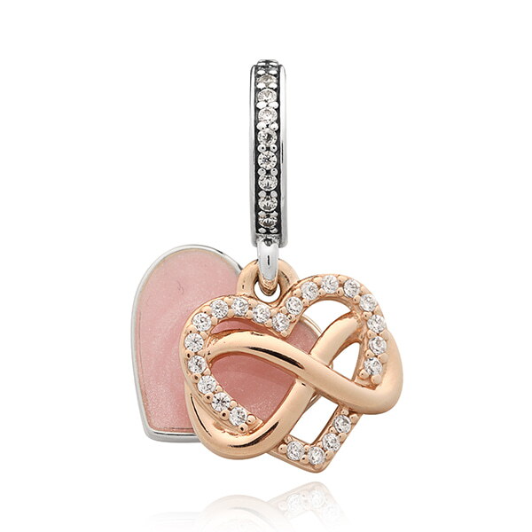 PANDORA [하프클럽/판도라]판도라 788878C01 스파클링 인피티니 하트 더블 펜던트 겸 댕글 참 타임메카