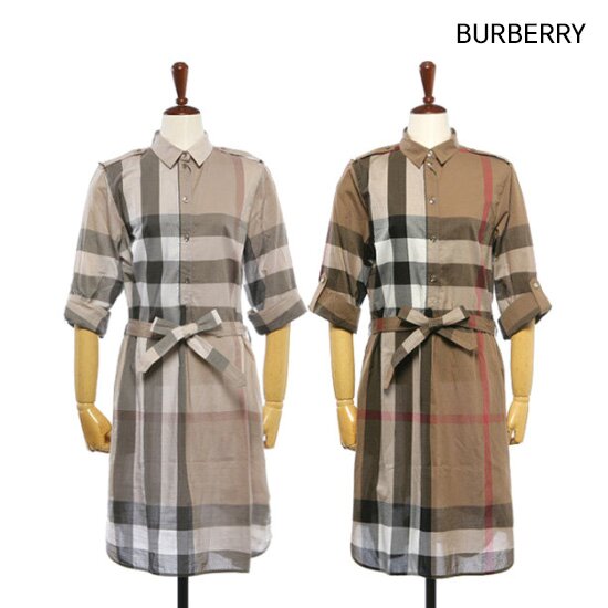 BURBERRY 켈시 체크 코튼 원피스 (8027707/8027708)