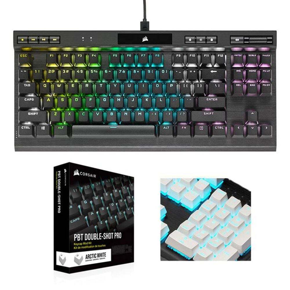 CORSAIR 에이치플러스몰 커세어 적축 기계식키보드 K70 RGB TKL+PBT화이트키캡