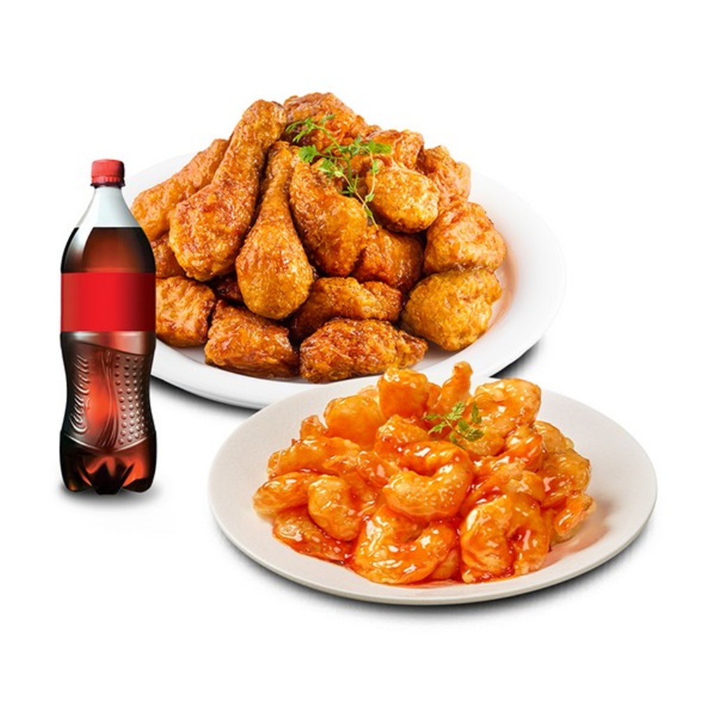 호식이두마리치킨 (호식이두마리) 간장치킨+쉬림프 미니튀김(칠리)+콜라500ml