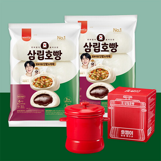[포레스트그룹]삼립호빵 (단팥 90g 3개 + 야채 90g 3봉) x 2봉 + 법랑호찜이 1개