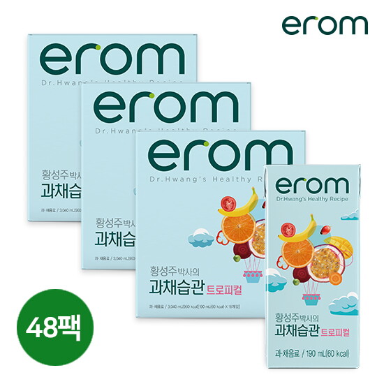 [이롬]이롬 황성주박사의 과채습관 트로피컬 48팩(190ml*16팩*3박스)