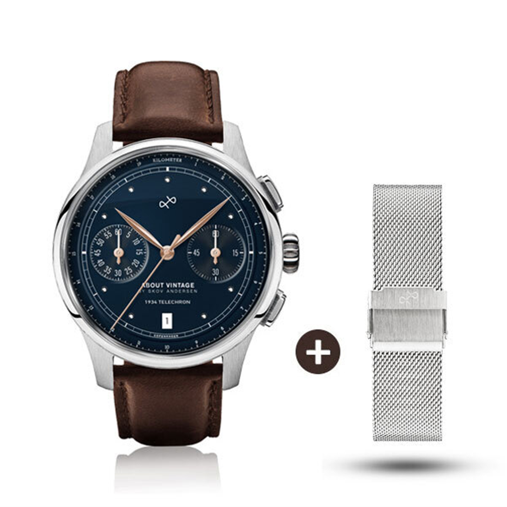 에이브이86 AV86 스코브 안데르센 시계 가죽 1934 BL 블루