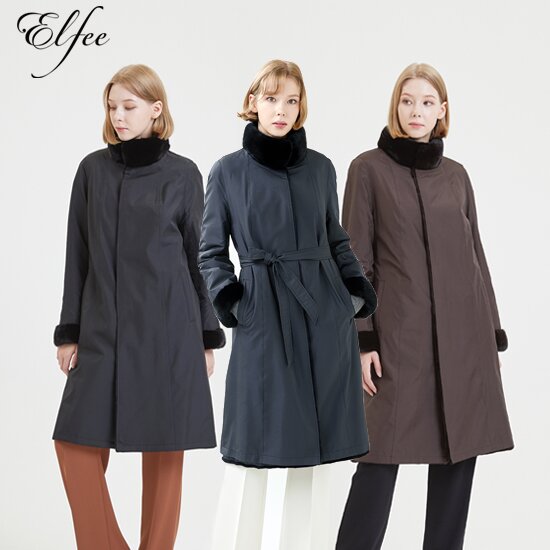 진도 휘메일 풀스킨 쉬어드 밍크 리버시블 코트(EC95)
