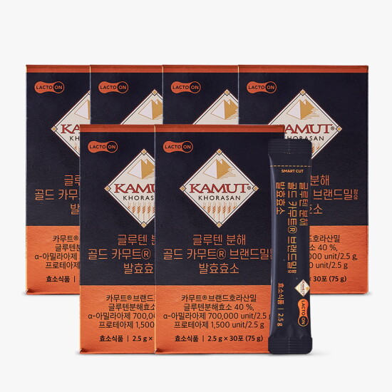[서울약사신협][역가수치 70만↑] 락토온 글루텐 분해 골드 카무트 브랜드밀 발효효소 30포 6박스