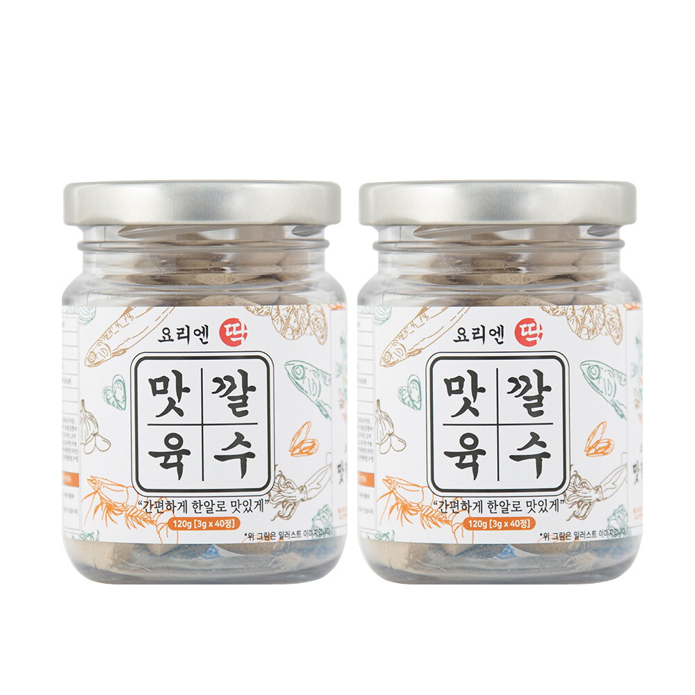 에프앤바이오(주) 프라임에스앤에이치 요리엔 딱 맛깔육수 멸치해물맛 120g (3g x 40정) x2 코인 육수 한알