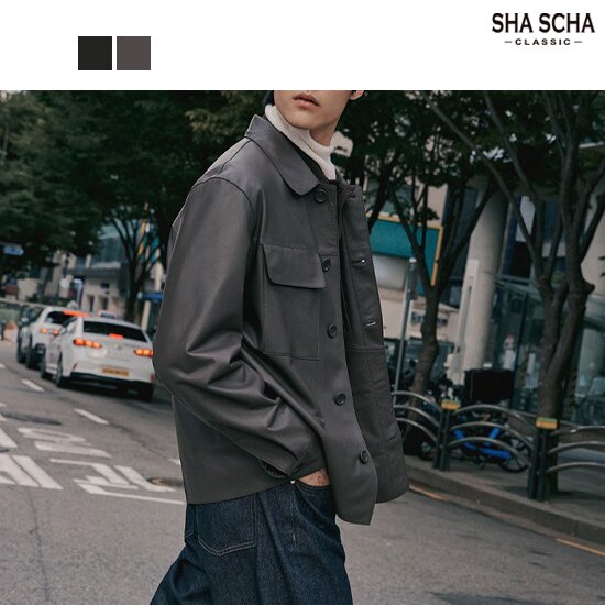 [홈쇼핑인기]샤샤 남성 브리티쉬 램스킨 블레이저 가죽 자켓