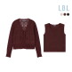 [LBL]26SS 린넨블렌디드 크로셰 가디건+니트 SET