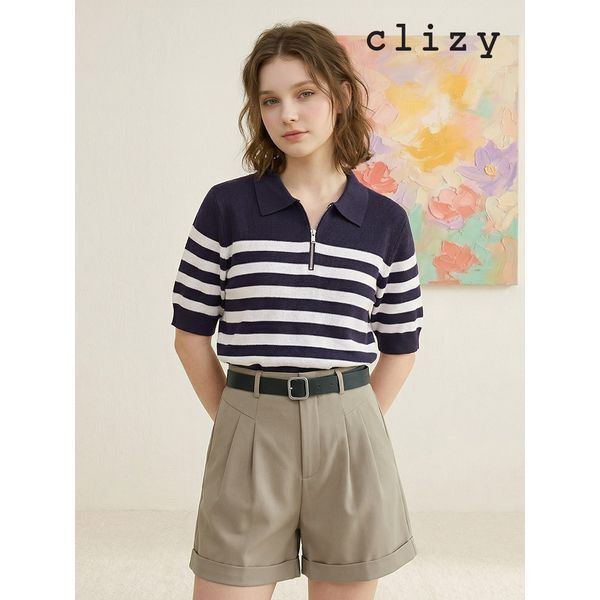 (주)패션포유 클리지 [하프클럽/클리지]하프 집업 카라 반팔 니트 (CN3WKT07)