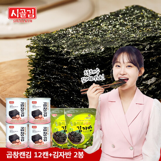 [시골김][시골김]곱창김 골드 12캔 + 칼슘 김자반 2봉(각 70g)