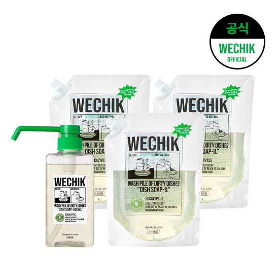 [위칙]주방세제 500ml 1개 + 리필 1L 3개