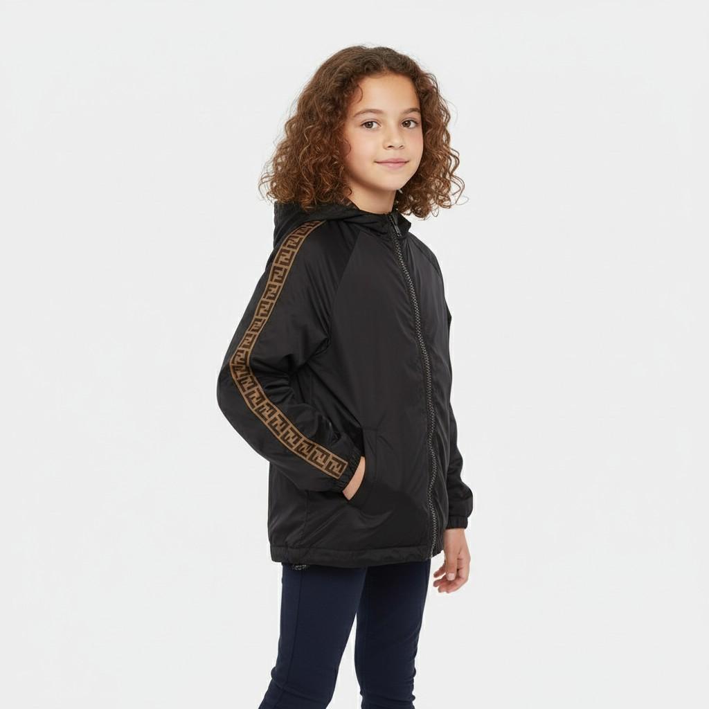 펜디 펜디키즈 FF로고 올오버 리버시블 윈드 여아 자켓 JUA092 AEYC F0QA112A