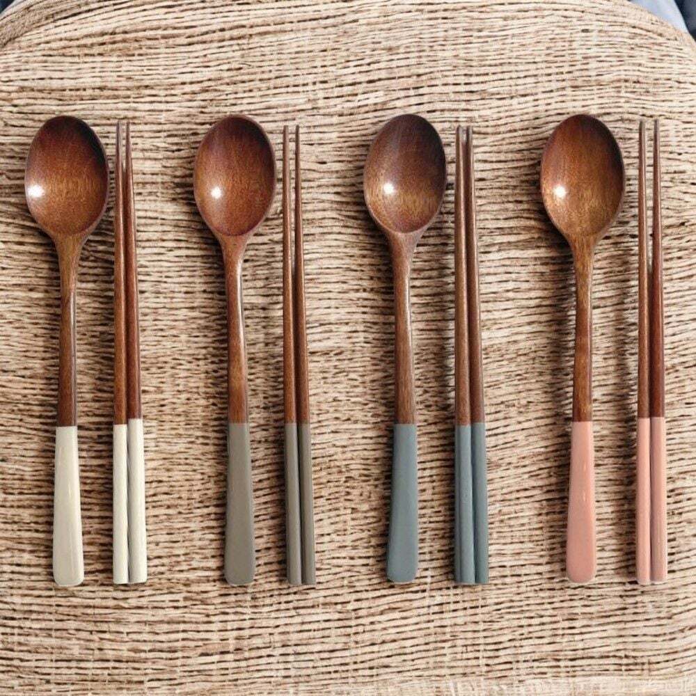 지오벤처스 파스텔4색 4인용 옻칠 나무수저세트