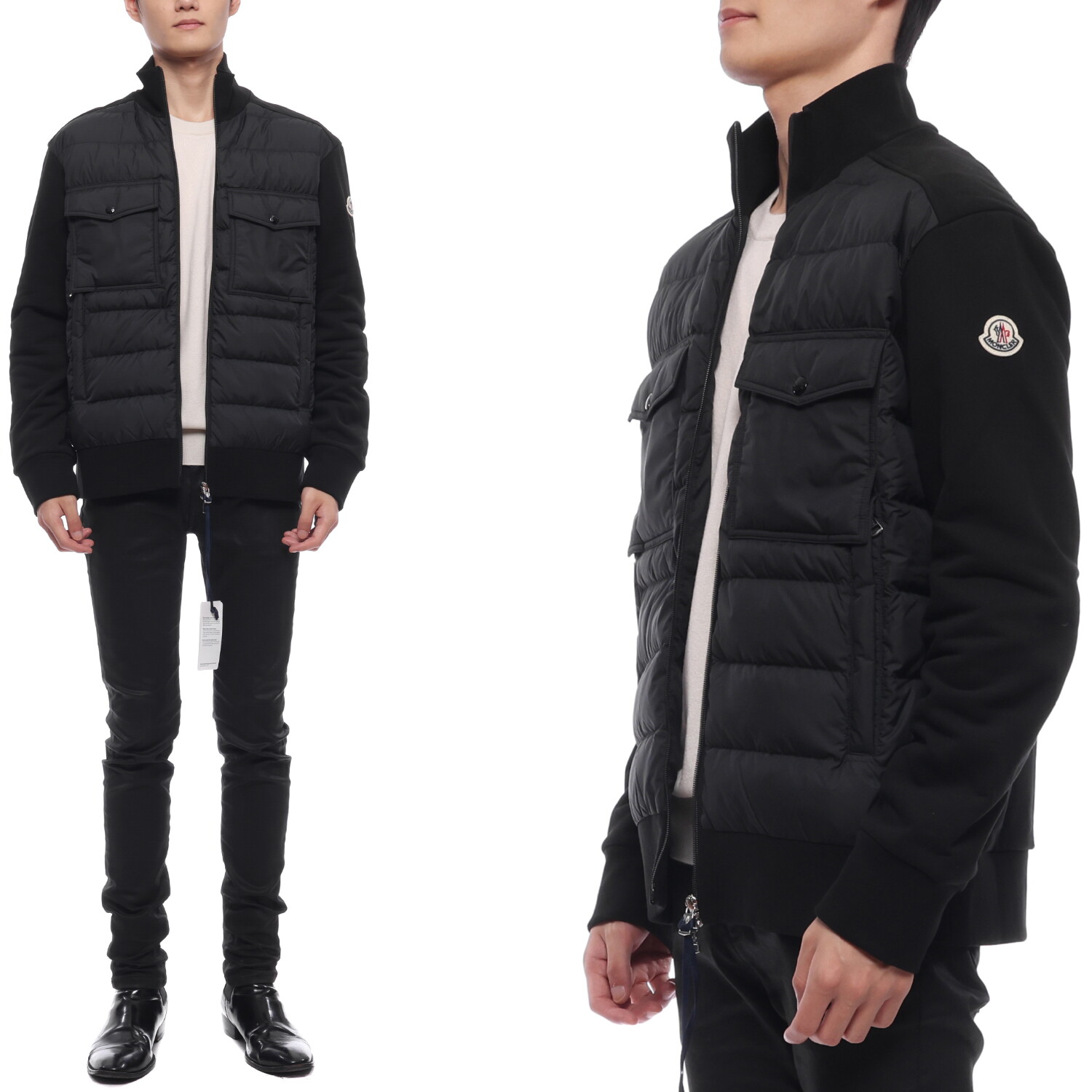 상세참조 몽클레르 (몽클레어) 24FW 남성 로고 패치 믹스 패딩 점퍼 (8G00033 89AHS 999 24F)