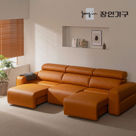 [장인가구]조디 4인 전동 모션 슬라이딩 슬라이드 무빙 가죽 리클라이너 소파 (정상가 1,200,000원/착불) ★쿠션증정★