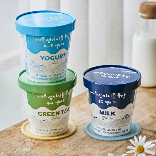 [성이시돌목장]제주 성이시돌 목장 젤라또 370ml*5개 (우유 젤라또 370ml*2개+요거트 젤라또  370ml*2개+녹차 젤라또 370ml*1개)
