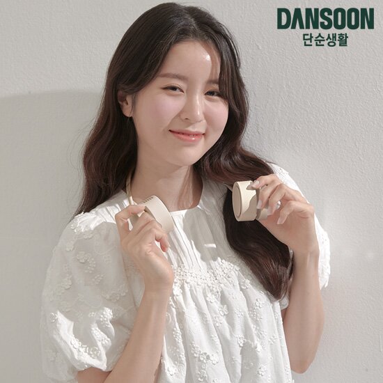 [더블] 2022 NEW 단순 넥밴드 롤링 휴대용 목선풍기 (연그레이 + 연베이지)