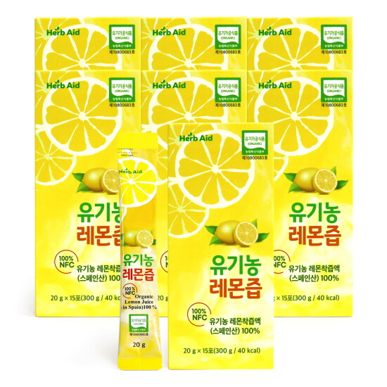 [허브에이드]허브에이드 유기농 레몬즙 20g x15포 x 7박스 (총 105포)
