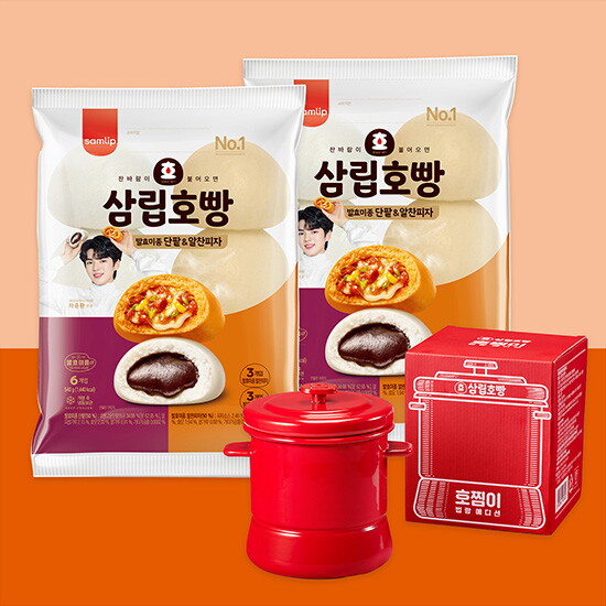 [포레스트그룹]삼립호빵 (단팥 90g 3개 + 피자 90g 3봉) x 2봉 + 법랑호찜이 1개