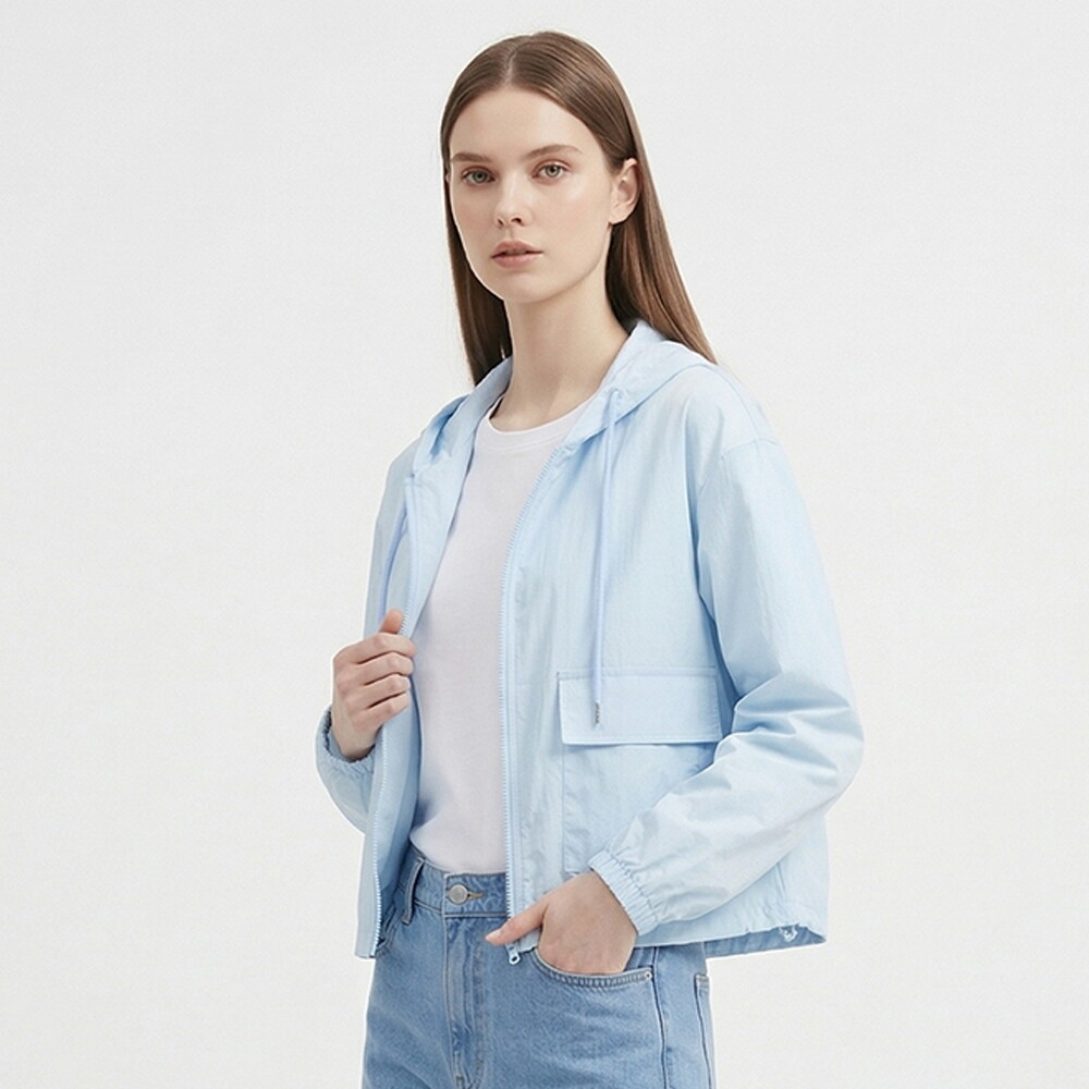 샵앤 [샵앤] 여성 방수원단 윈드 투웨이 집업 바람막이 후드 점퍼 NARU-WJP-21176-소라