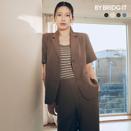 [바이브리짓]26SS 링클프리 썸머 셋업 4종(자켓+슬리브리스+하프팬츠+롱팬츠)