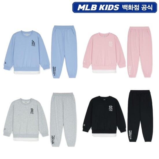 [MLB키즈]스트릿 로고 레이어드 맨투맨 세트 (7AS2V0551)
