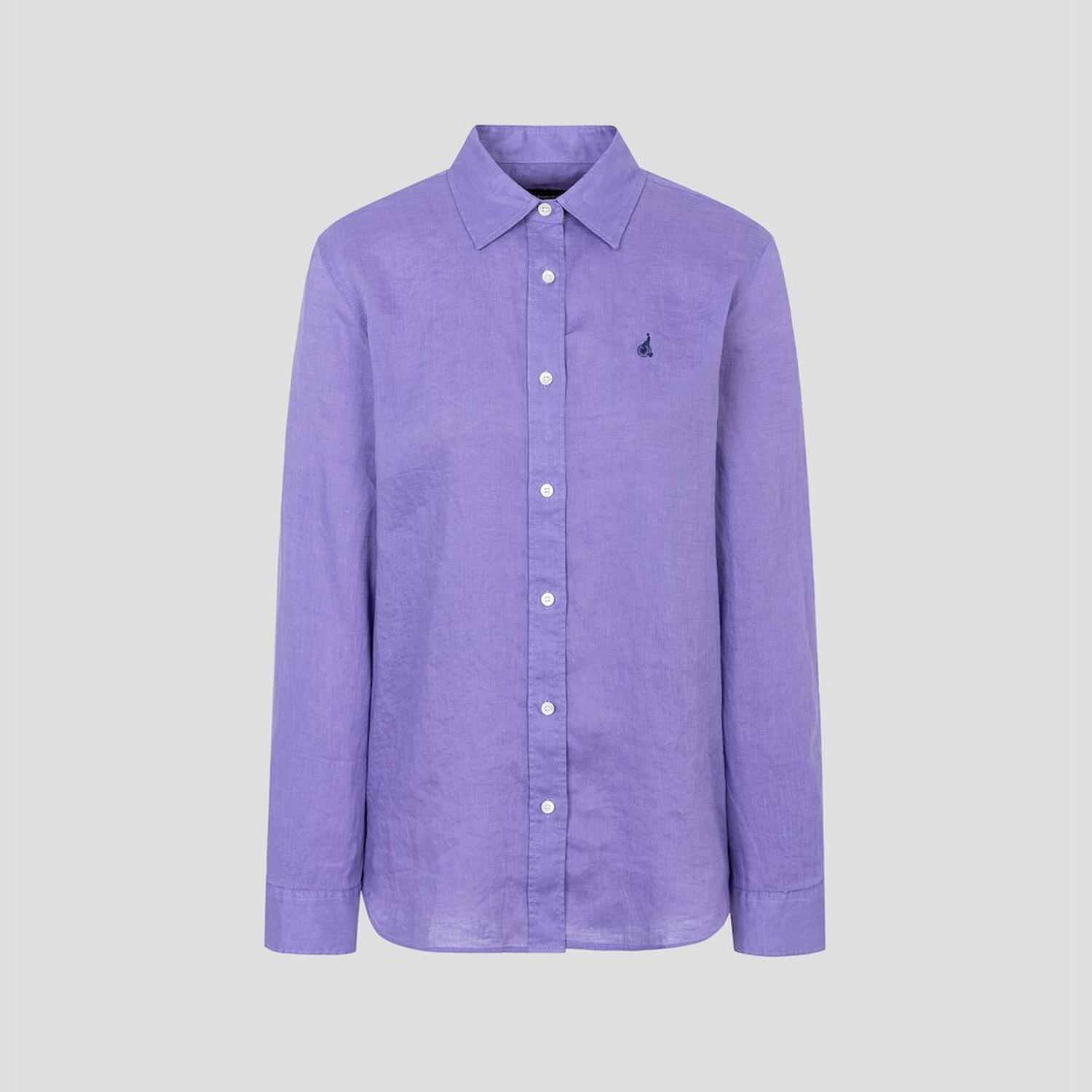 상세참조 빈폴레이디스(상반기) (Essential) 리넨 솔리드 레귤러숏 셔츠  퍼플 BF6364E10U