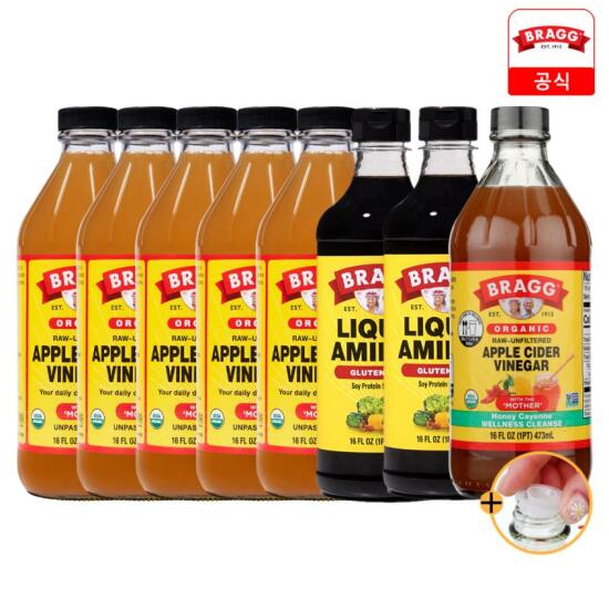 [브래그][공식수입] 브래그 애사비473ml X  5병 + 허니카이엔 473ml X1병 +아미노스간장 473ml X2병