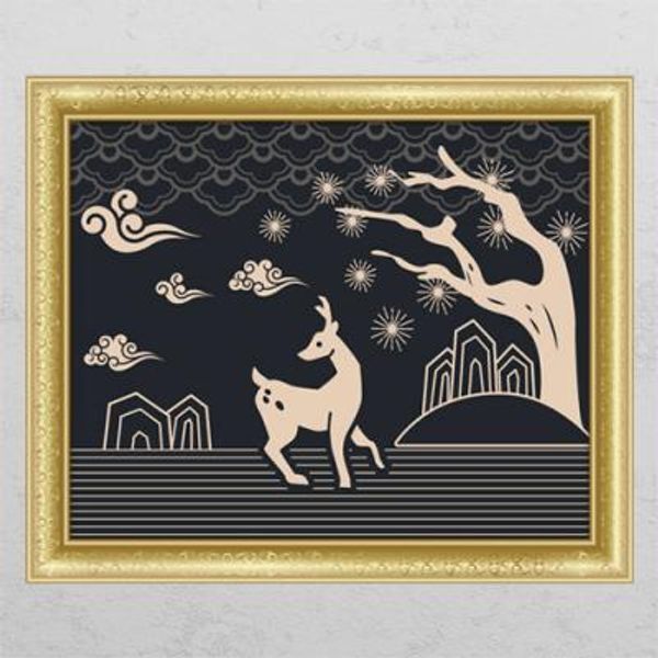 꾸밈 교보문고 꾸밈 pc628-전통문양사슴 창문그림액자