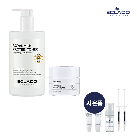 [에끌라두](정상가: 174,000원)[프로틴 2종] 프로틴 대용량토너500ml+프로틴 밤크림 80g 사은품 거품기&선크림10g2종&앰플샷증정