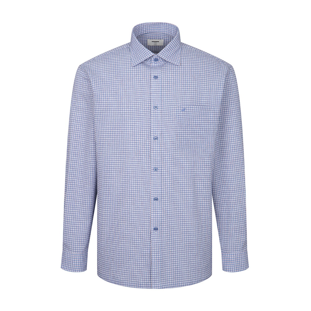 레노마_셔츠(남성) 린넨 혼방 시어서커 미니 멀티 체크 셔츠 RQSSG1-035-BU