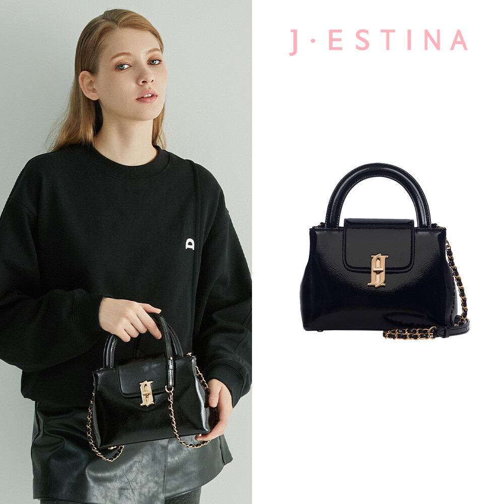 제이에스티나_핸드백 SOGNO 에나멜 SM 토트 BK (JHNCHD4BF926BK980)