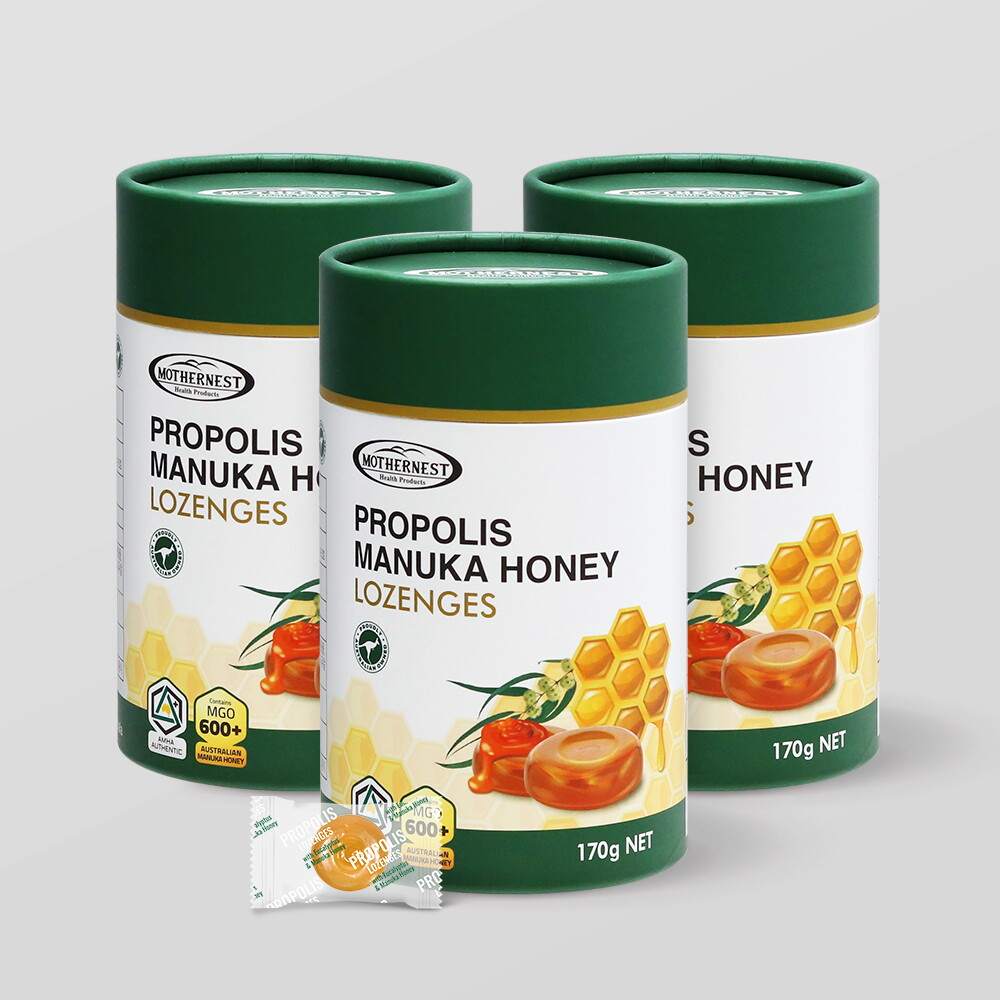 RBK Nutraceuticals Pty Ltd 마더네스트 마더네스트 프로폴리스 마누카 허니 로젠지스 캔디 170g 원통형 3박스