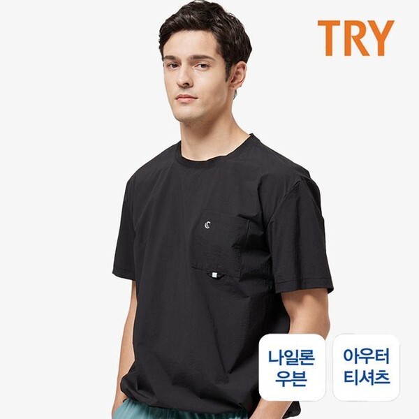 셀러허브(하프클럽) [하프클럽/셀러허브_여성트랜드패션]트라이 남성 쿨액티브 우븐소재 아우터 라운드 티셔츠